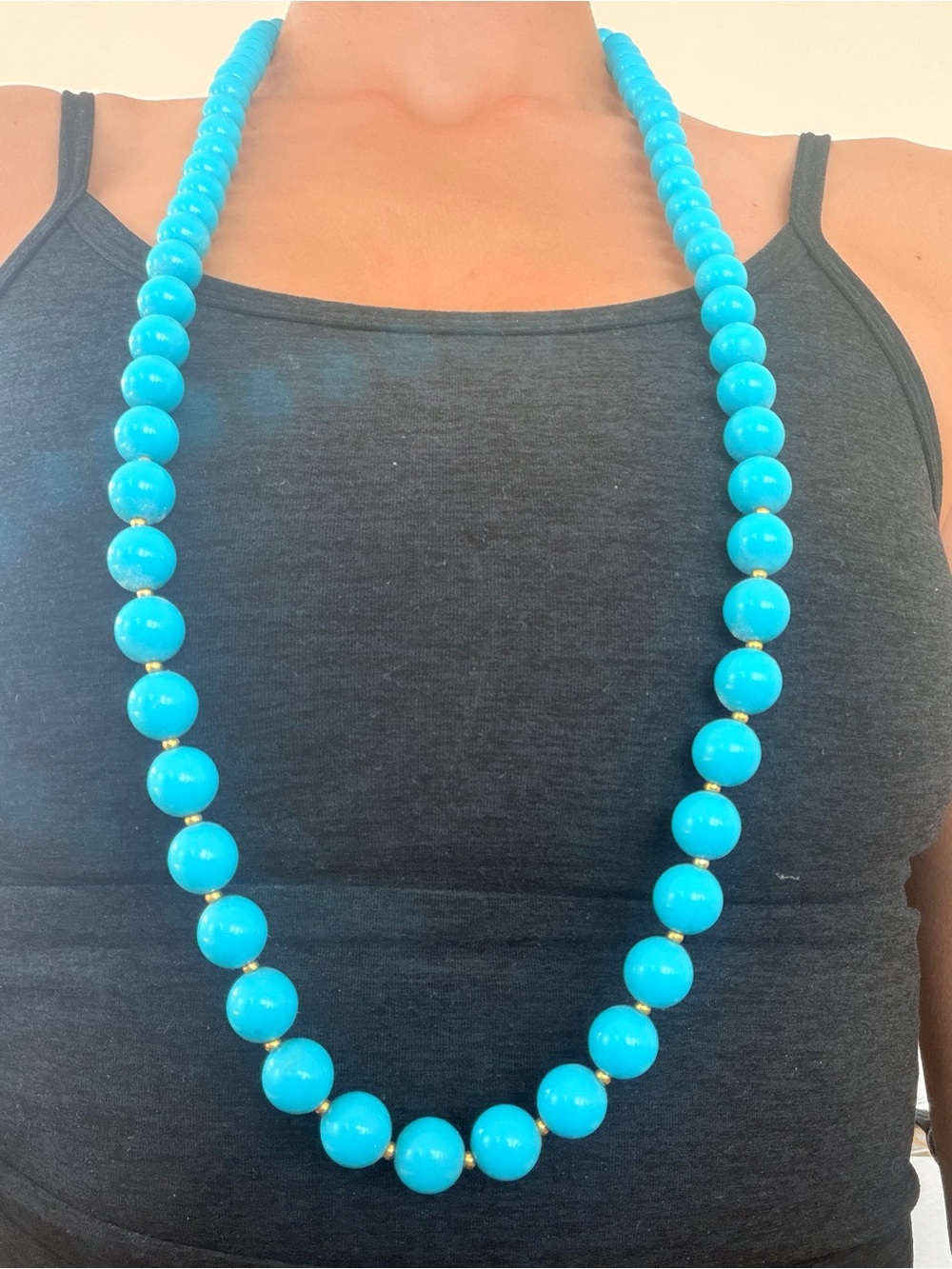 Turquoise Beaded Necklace - Bright Blue Statement Strand